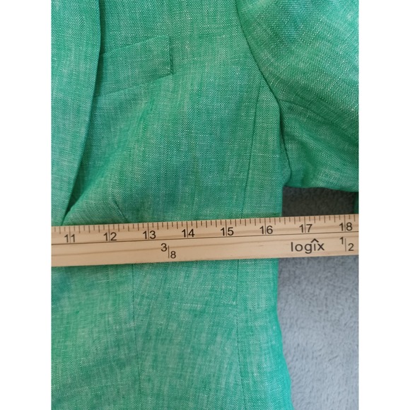 J Crew Campbell Blazer Sz 0 Green Linen Anchor Sailor Preppy Nautical Career - Picture 9 of 12